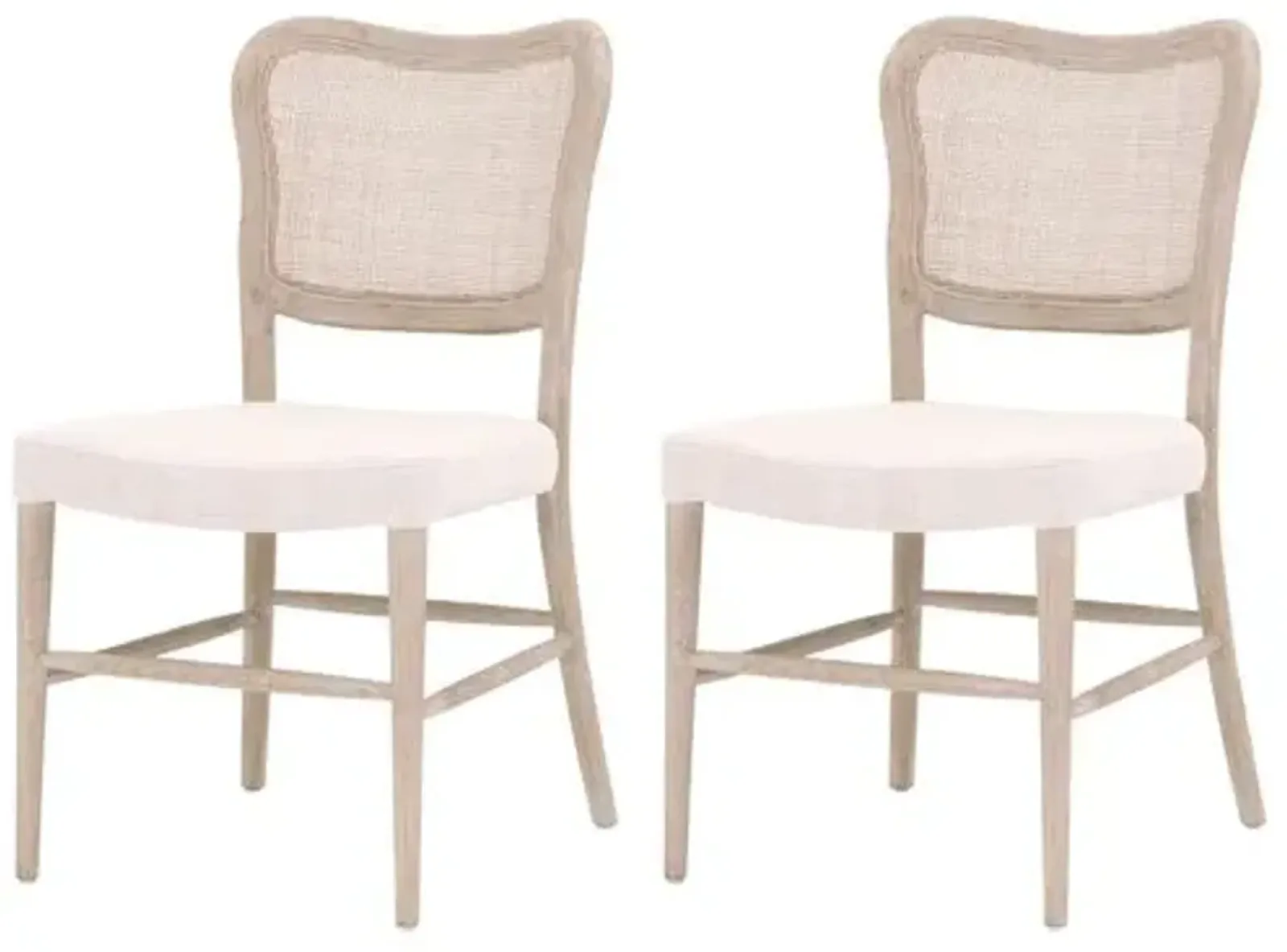 Set of 2 Sullivan Cane Dining Chairs - Bisque Linen - Beige