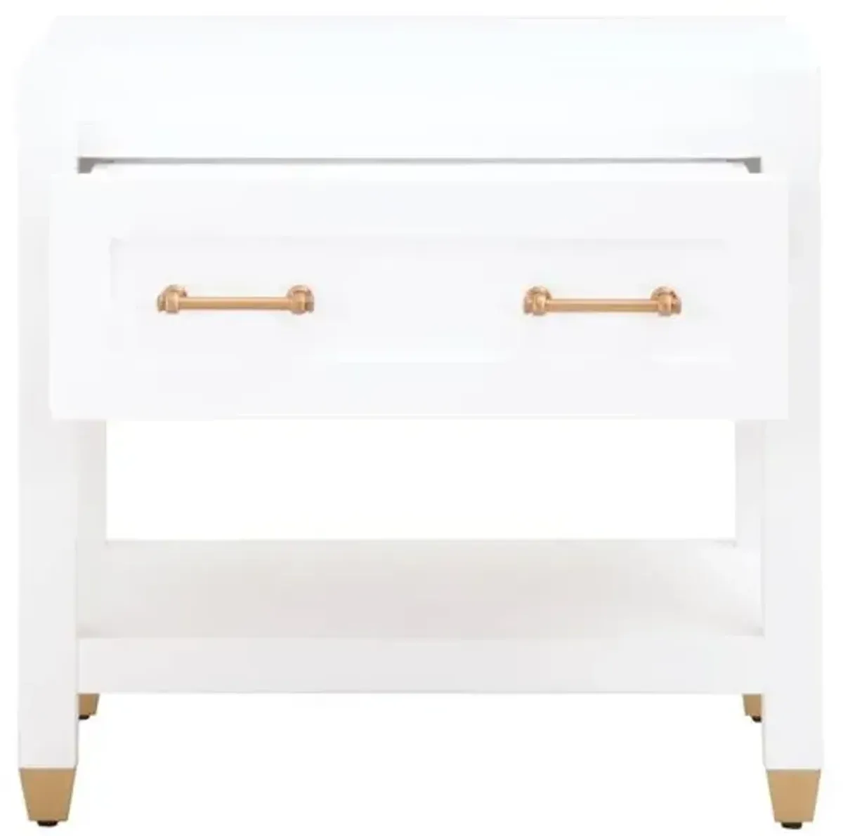 Charlotte 1-Drawer Nightstand - White/Brass