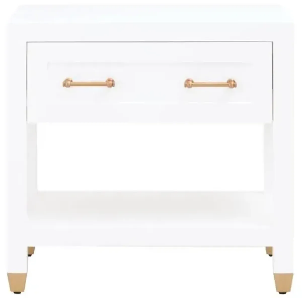 Charlotte 1-Drawer Nightstand - White/Brass