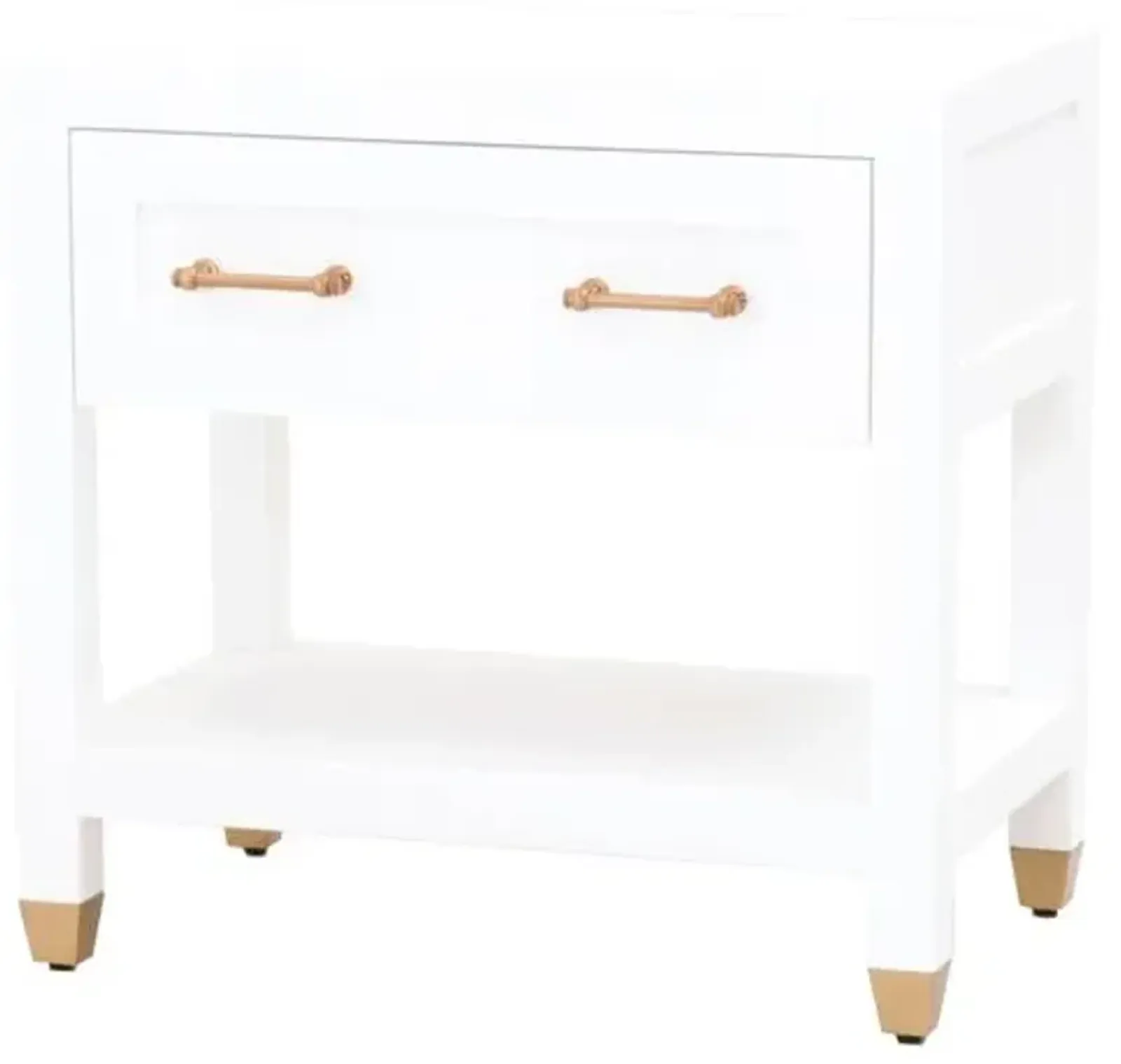 Charlotte 1-Drawer Nightstand - White/Brass