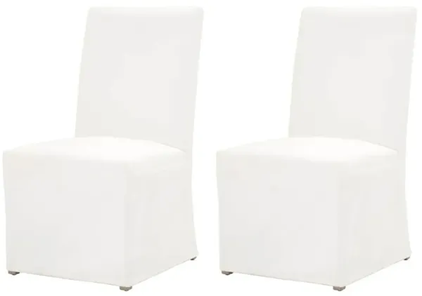 S/2 Leah Slipcover Dining Chairs, Pearl Performance