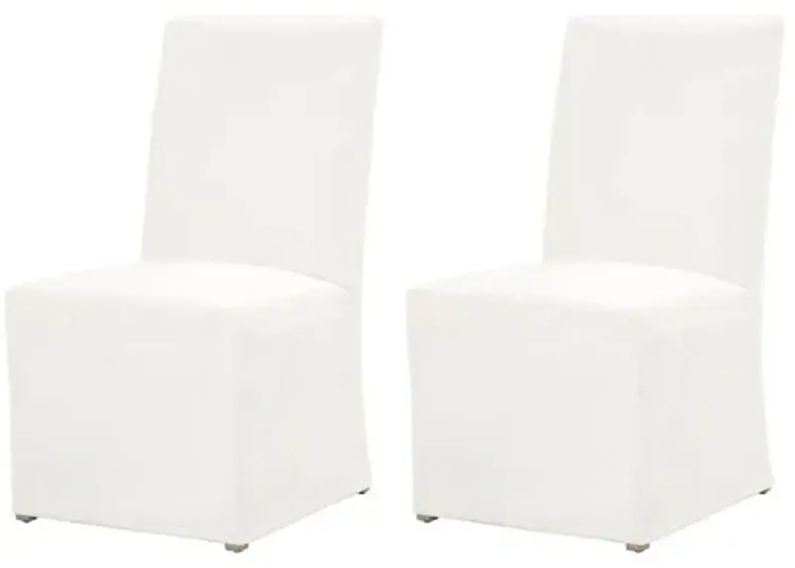 Set of 2 Leah Slipcover Dining Chairs - Pearl Performance - White