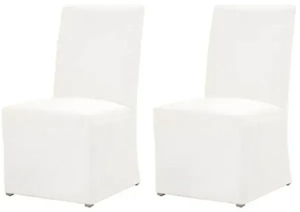 Set of 2 Leah Slipcover Dining Chairs - Pearl Performance - White