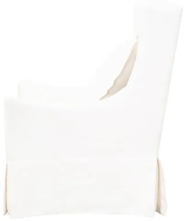 Remy Swivel Slipcover Wingback Chair - Cream Linen - White - Comfortable, Stylish