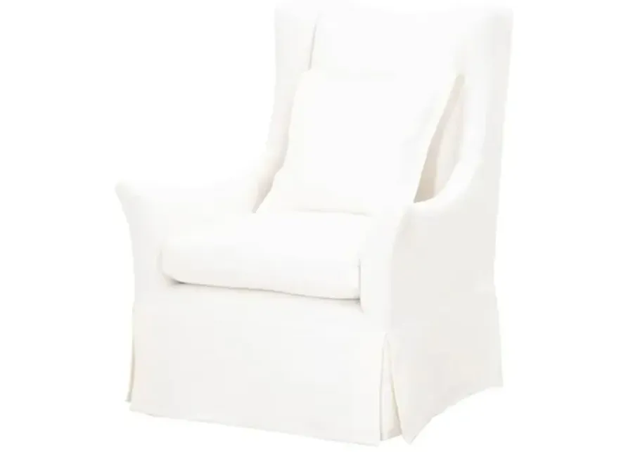 Remy Swivel Slipcover Wingback Chair - Cream Linen - White - Comfortable, Stylish