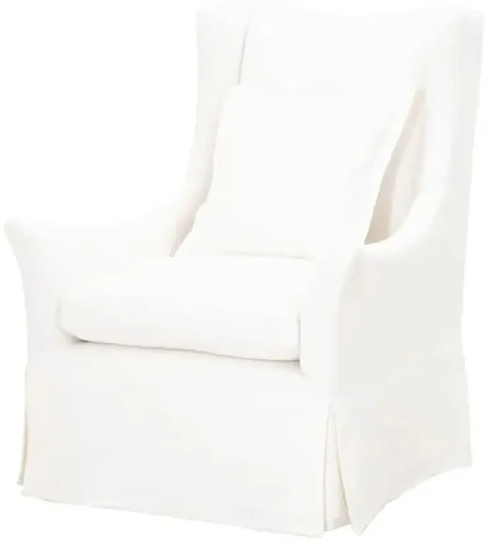 Remy Swivel Slipcover Wingback Chair - Cream Linen - White - Comfortable, Stylish