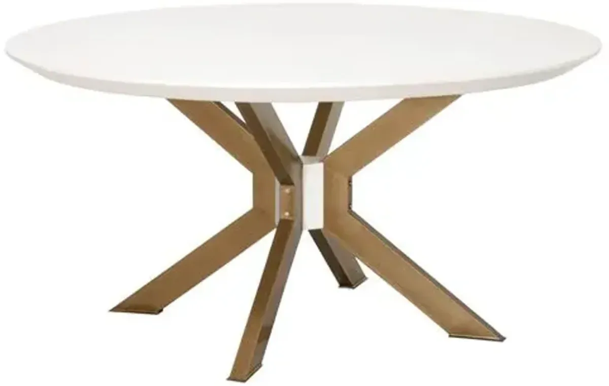 Kate 60" Round Dining Table - Ivory/Brass