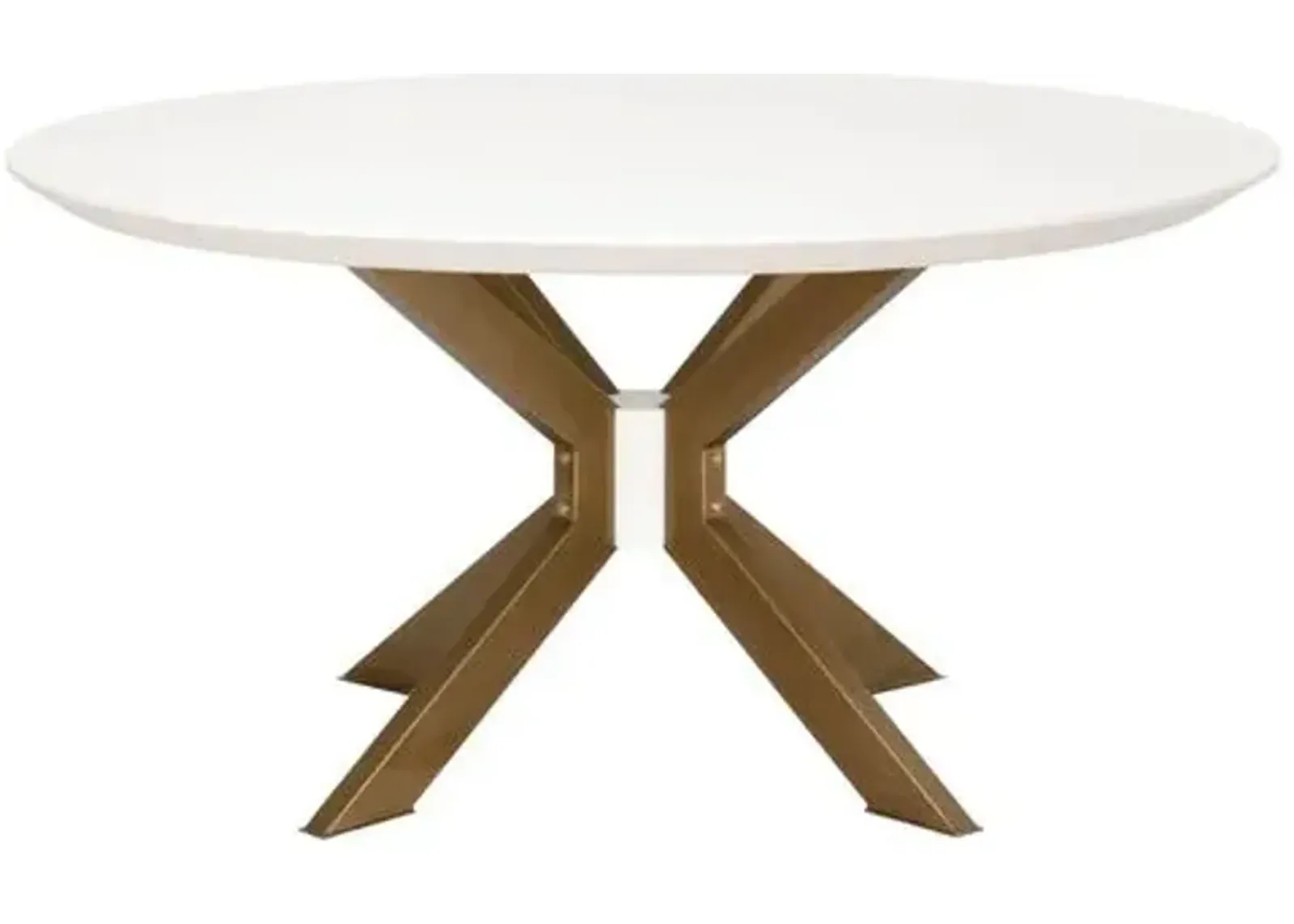 Kate 60" Round Dining Table - Ivory/Brass