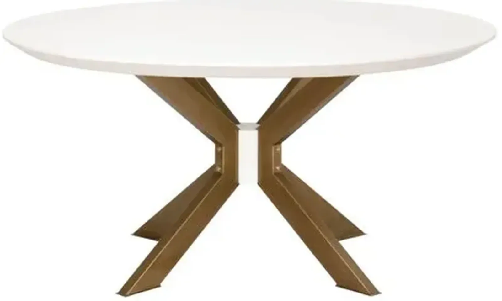 Kate 60" Round Dining Table - Ivory/Brass