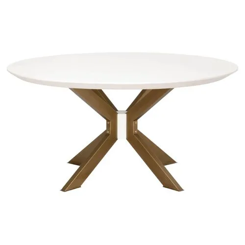 Kate 60" Round Dining Table - Ivory/Brass
