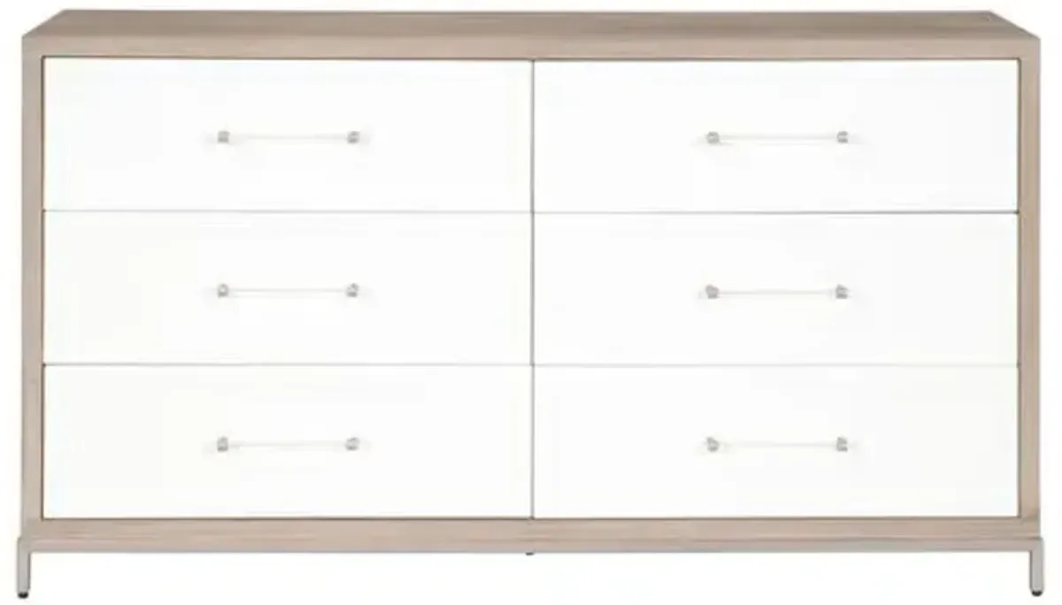 Riley 6-Drawer Double Dresser - Natural Gray/White