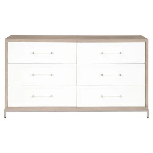 Riley 6-Drawer Double Dresser - Natural Gray/White