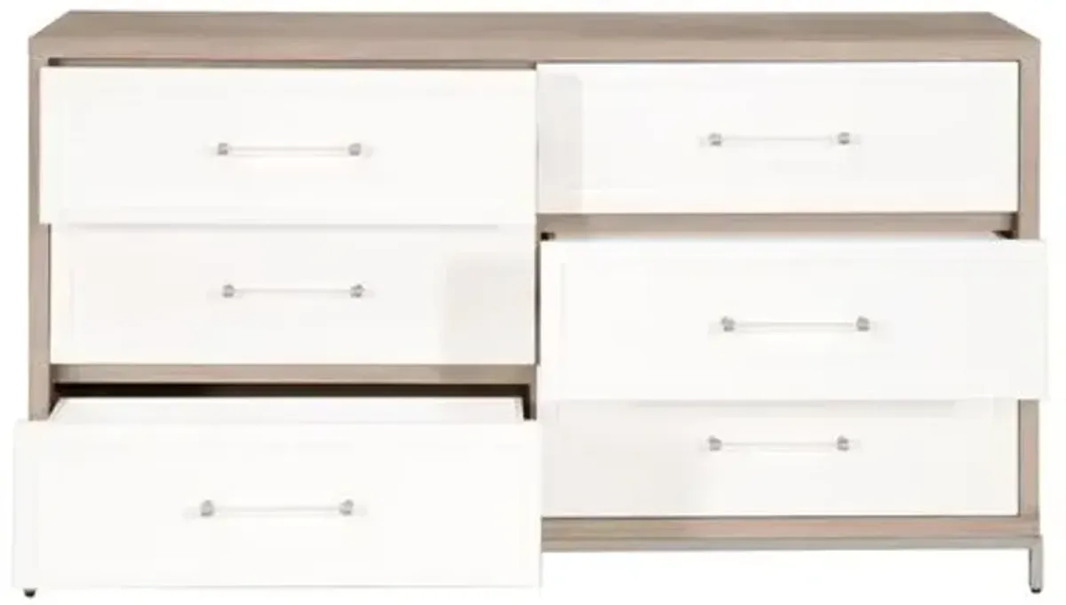 Riley 6-Drawer Double Dresser - Natural Gray/White