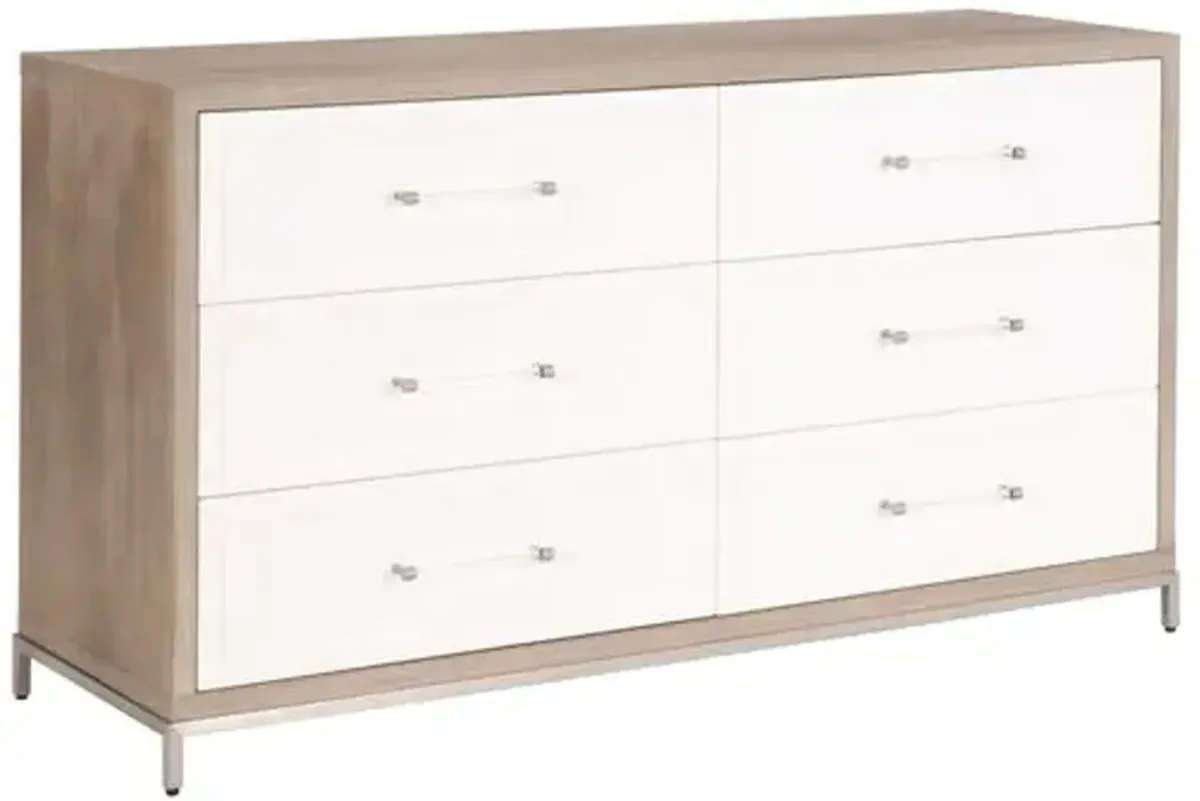 Riley 6-Drawer Double Dresser - Natural Gray/White