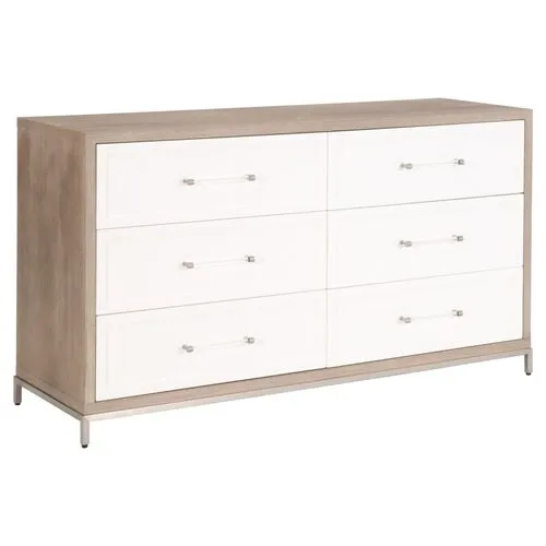 Riley 6-Drawer Double Dresser - Natural Gray/White