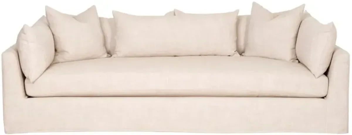 Julianna Slipcover Bench-Seat Sofa, Bisque Linen