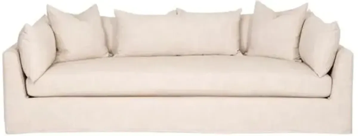 Julianna Slipcover Bench-Seat Sofa - Bisque Linen
