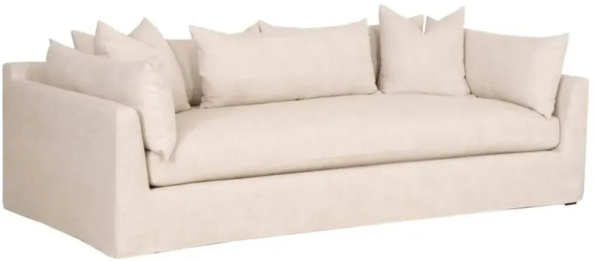 Julianna Slipcover Bench-Seat Sofa, Bisque Linen