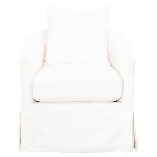 Remy Slipcover Swivel Chair - Cream Linen