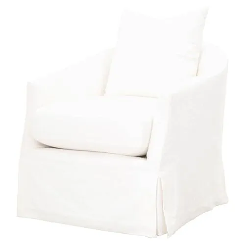 Remy Slipcover Swivel Chair - Cream Linen