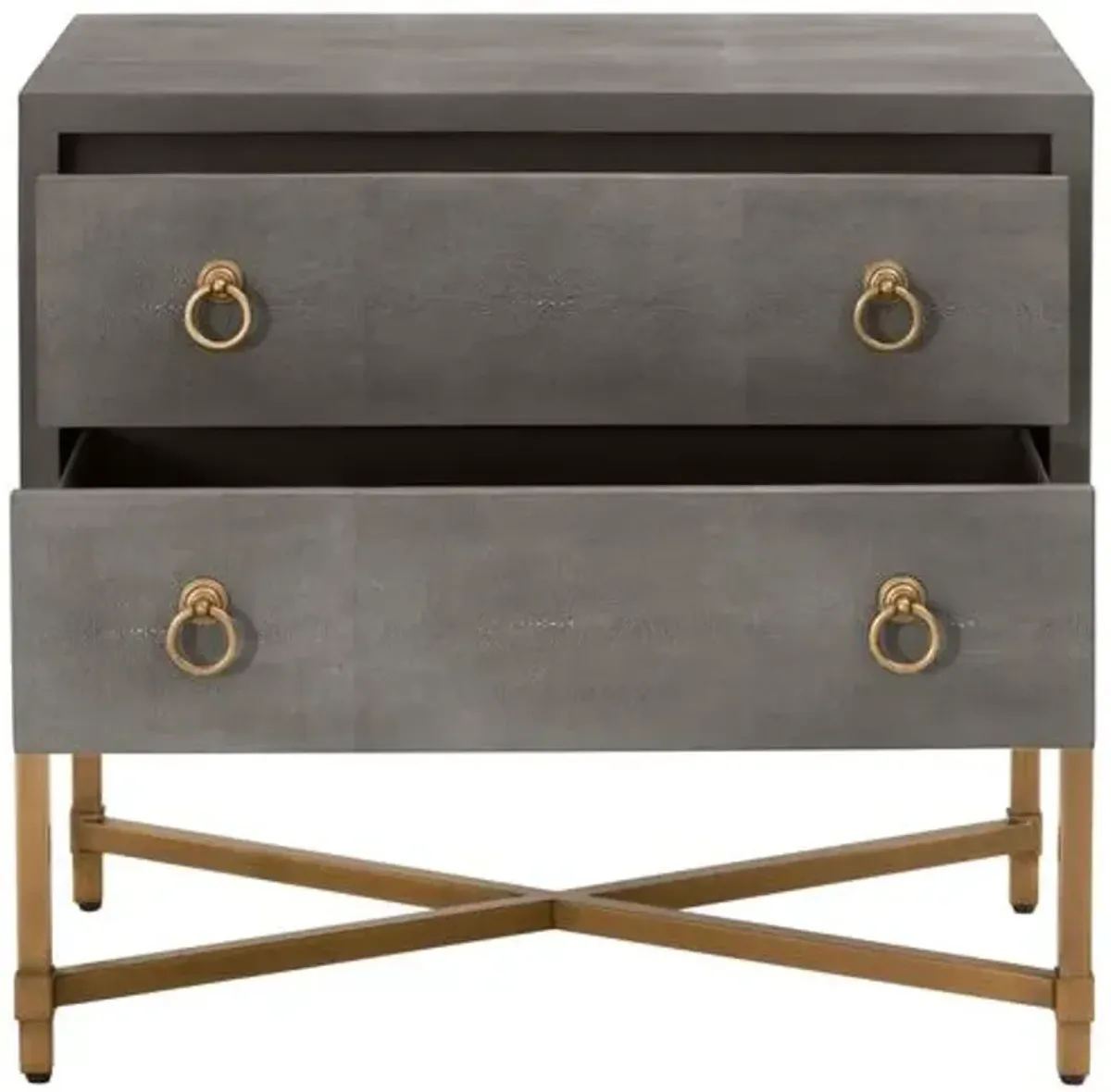 Sophia 2-Drawer Shagreen Nightstand - Gray/Gold