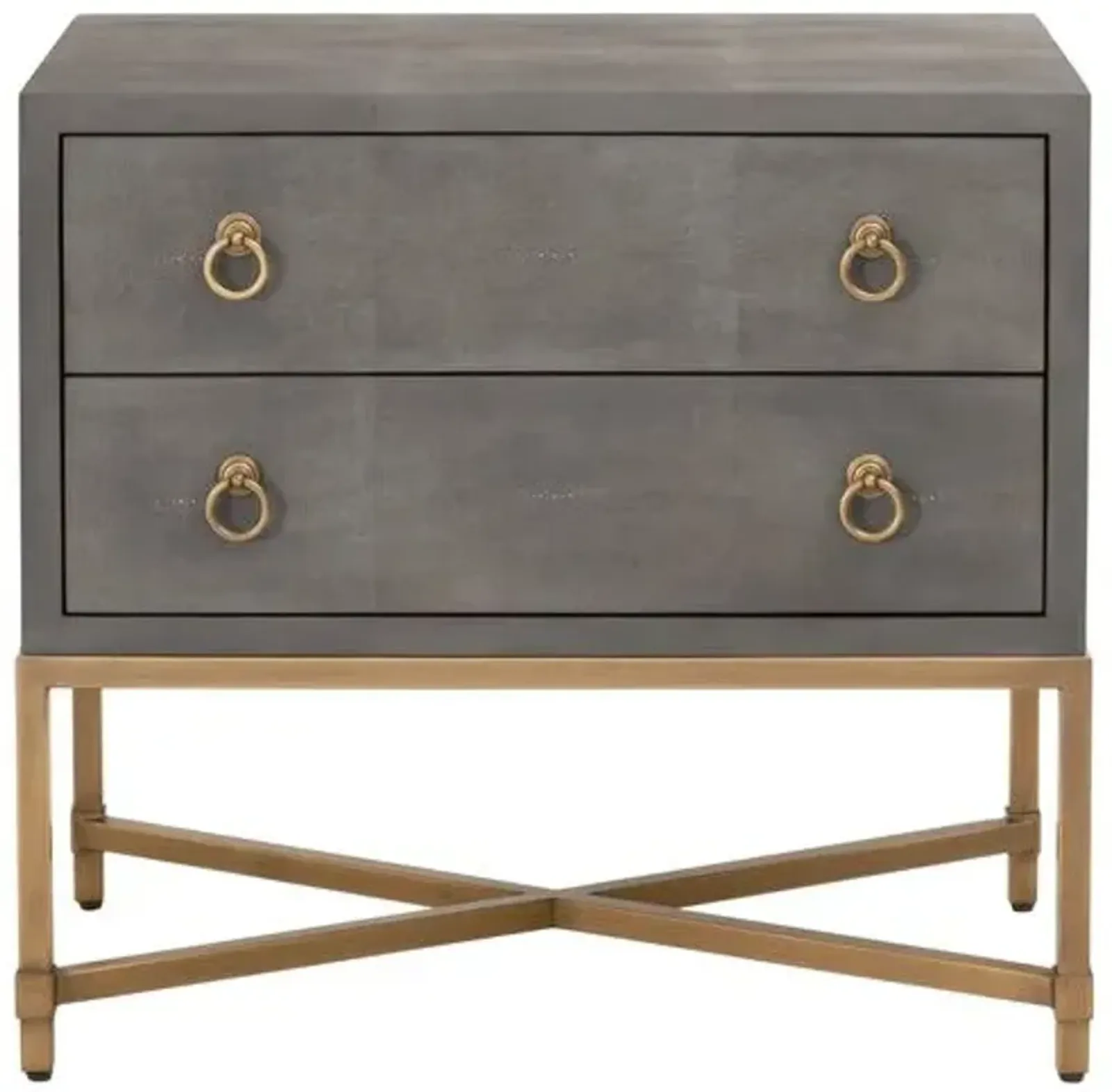 Sophia 2-Drawer Shagreen Nightstand - Gray/Gold