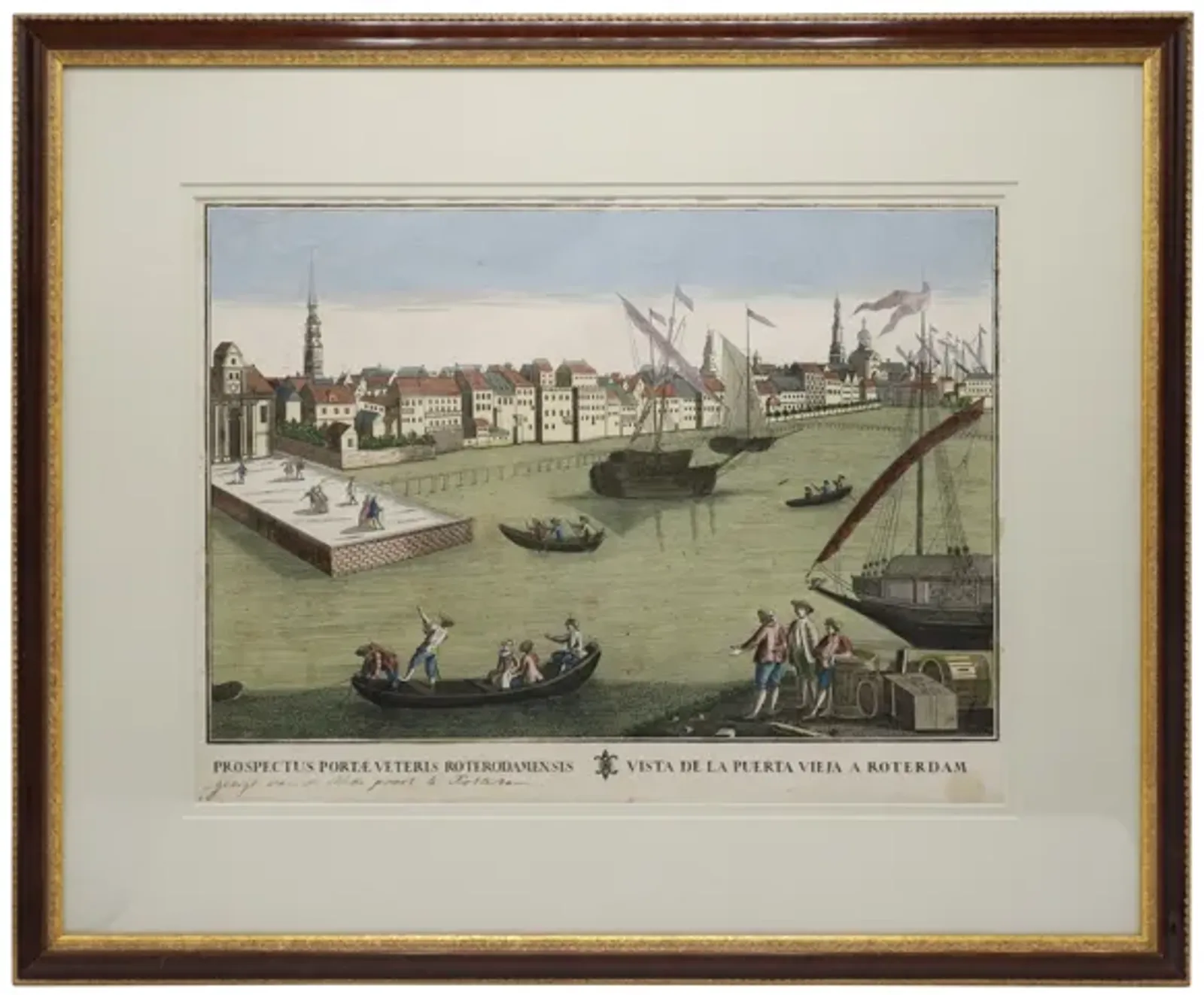 Antique Port of Rotterdam Engraving - Interesting Things - Black