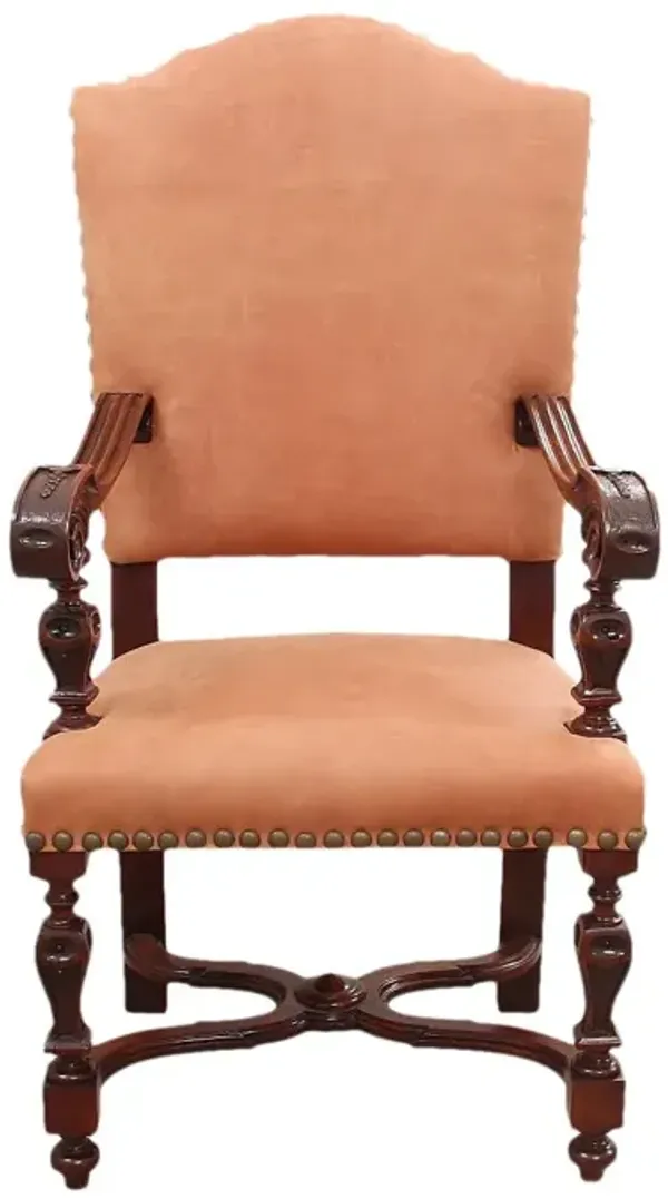 Jacobean Style Leather Chair - Interesting Things - Brown