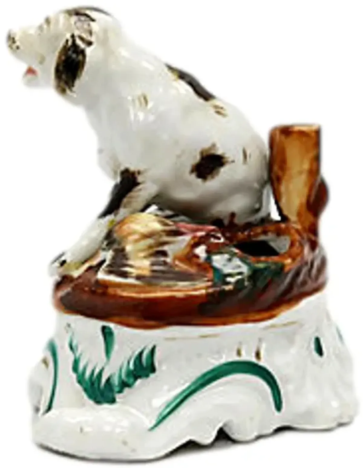 19th-C. French Porcelain Dog - Rose Victoria - Brown