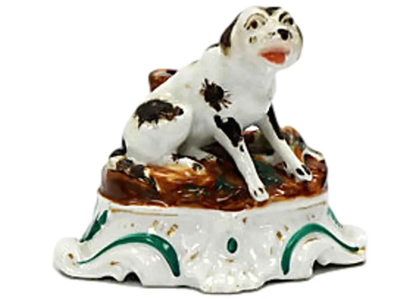 19th-C. French Porcelain Dog - Rose Victoria - Brown