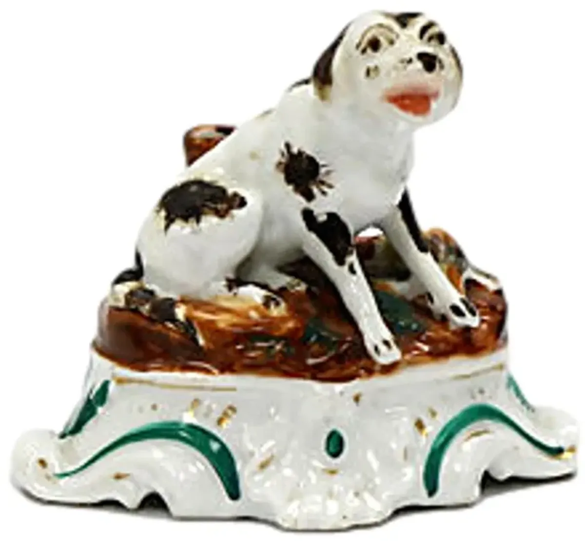 19th-C. French Porcelain Dog - Rose Victoria - Brown