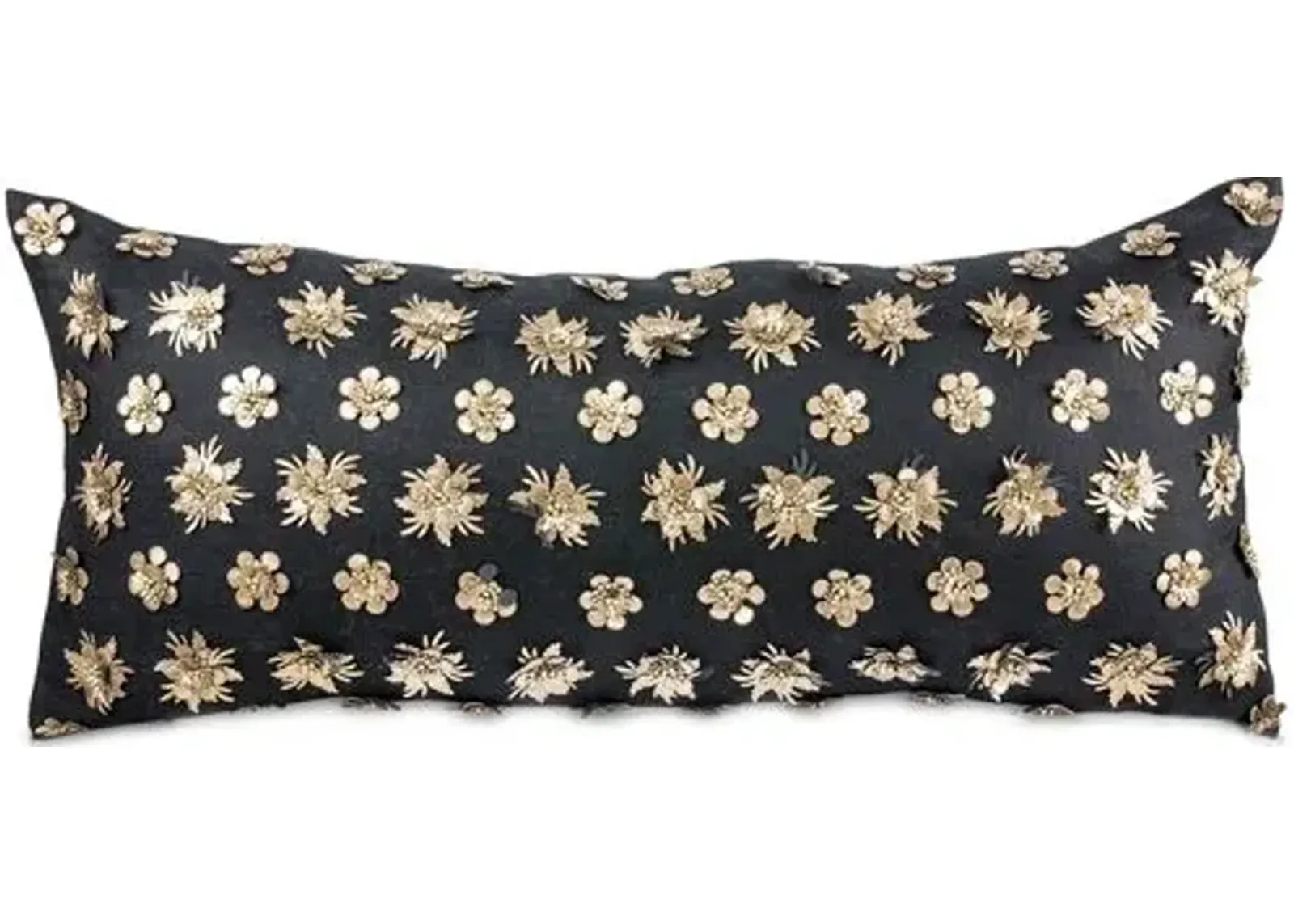 Kaliyann 14x30 Lumbar Pillow - Black/Gold - Pyar & Co. - Handcrafted