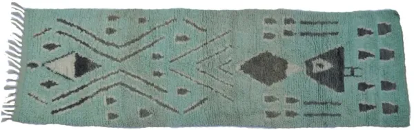 Aqua and Charcoal Vintage Runner - Habibi Imports - Blue