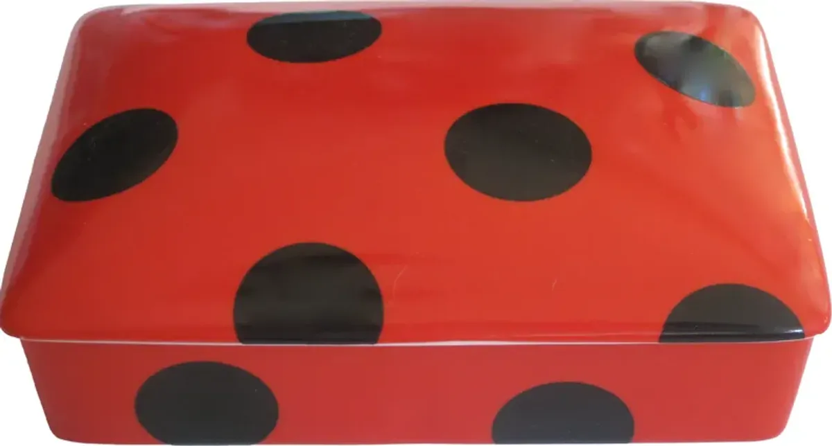 Porcelain Polka Dot Card Box w/Cards - The Emporium Ltd. - Red