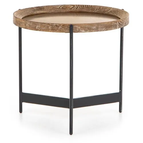 Colton End Table - Oak/Black - Brown