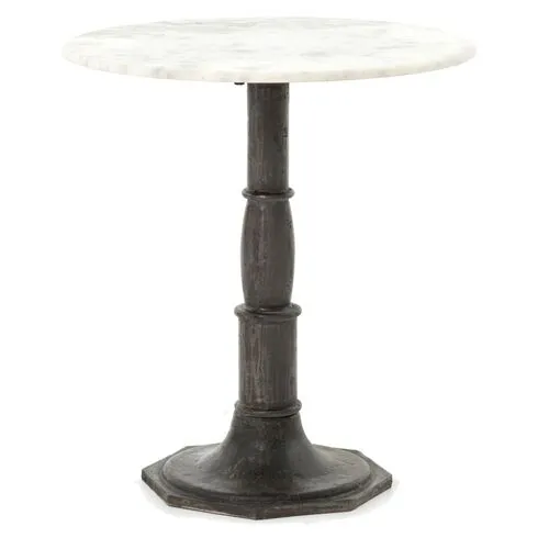 Marina Marble End Table - Carbon Wash - White