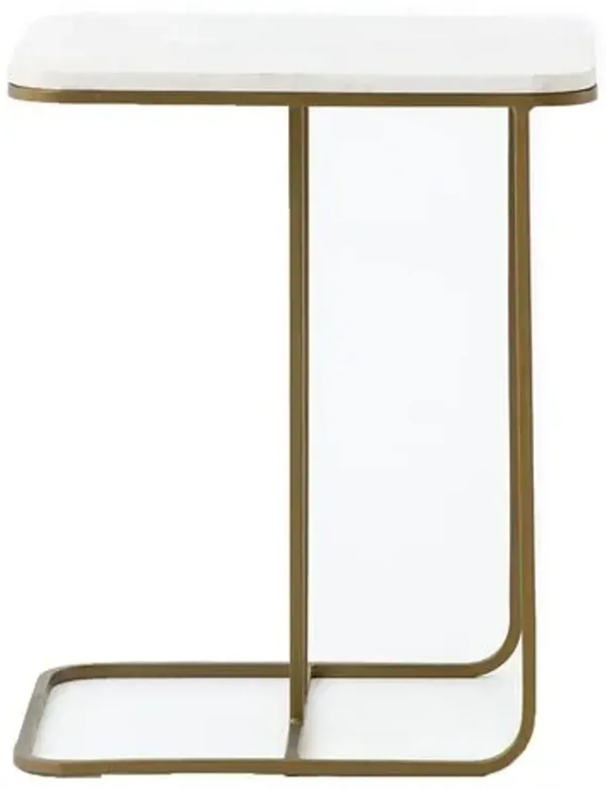 Kristina End Table - Matte Brass/Marble - White