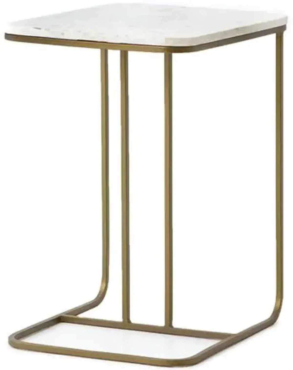 Kristina End Table - Matte Brass/Marble - White