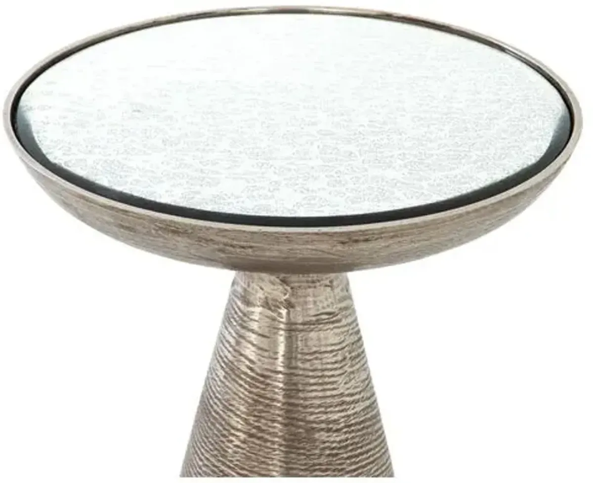 Kristina End Table - Brushed Nickel - Silver