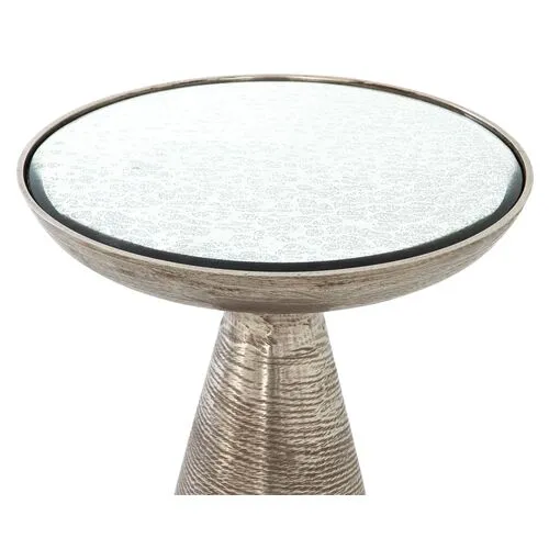 Kristina End Table - Brushed Nickel - Silver
