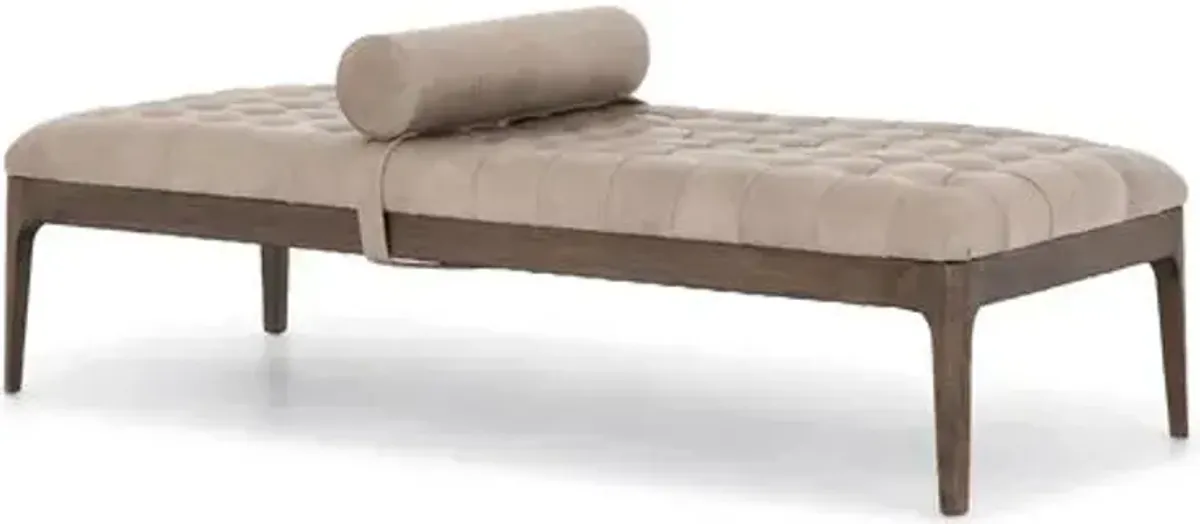 Kendrick Leather Bench with Pillow - Sonoma Grey