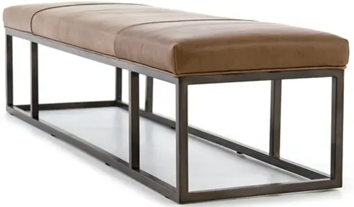 Lionel Leather Bench - Dakota Warm Taupe