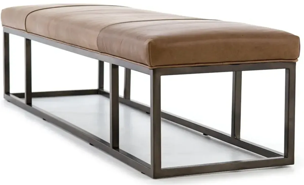 Lionel Leather Bench, Dakota Warm Taupe