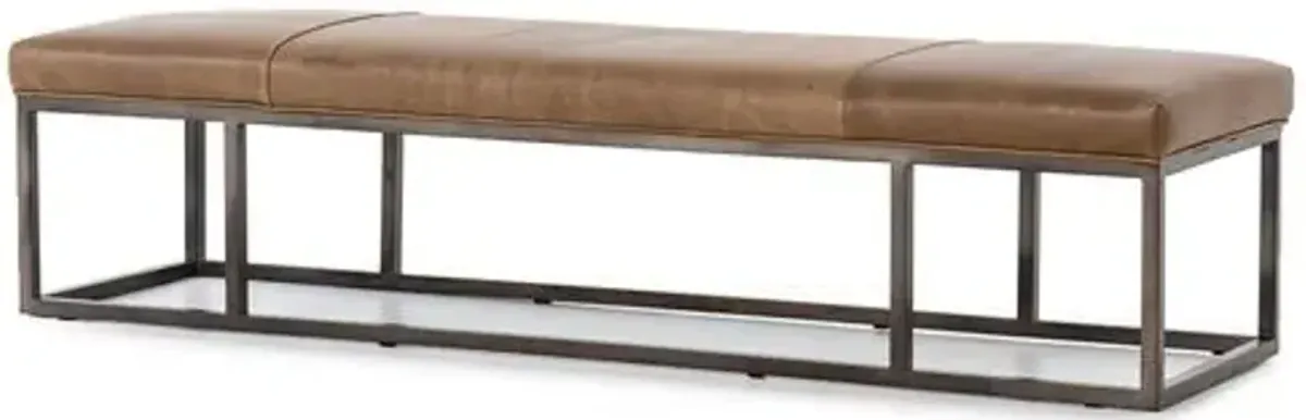 Lionel Leather Bench - Dakota Warm Taupe