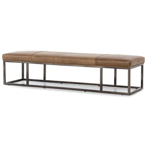 Lionel Leather Bench - Dakota Warm Taupe