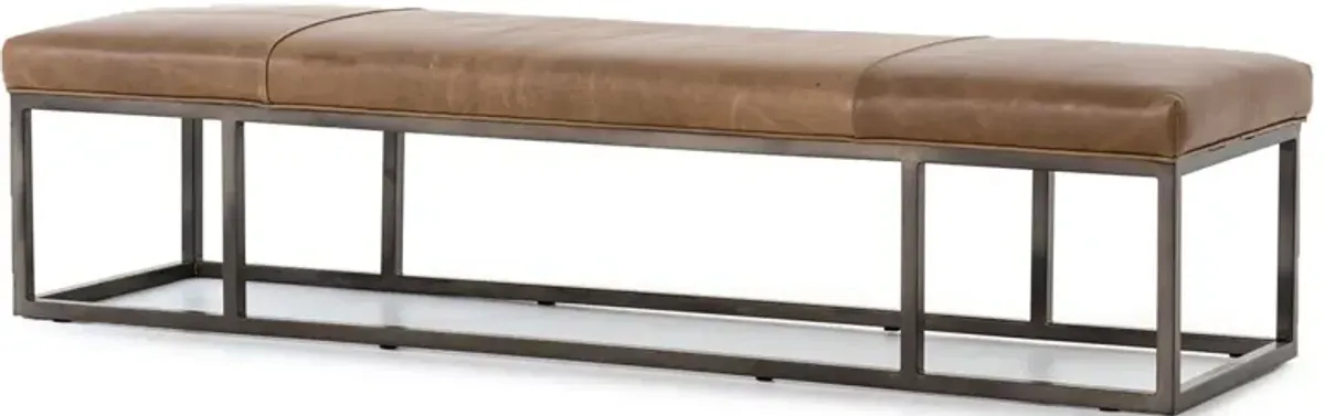 Lionel Leather Bench, Dakota Warm Taupe