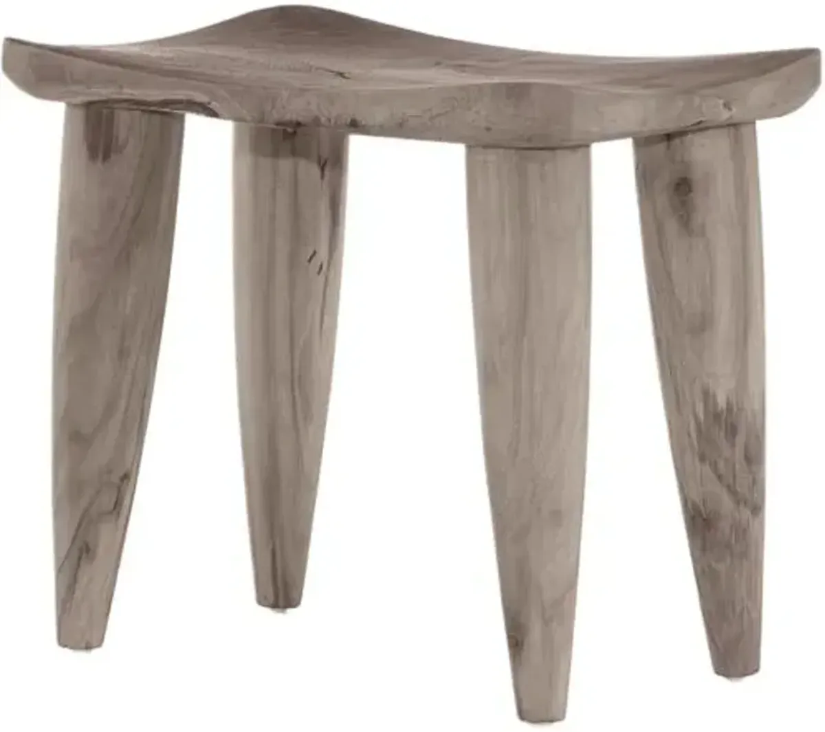 Conor Outdoor Stool - Weathered Grey Teak - Gray