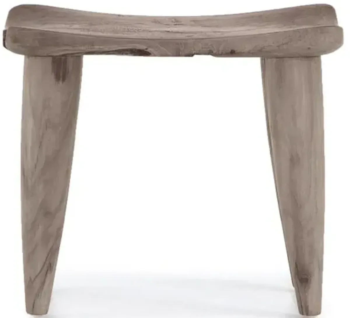 Conor Outdoor Stool - Weathered Grey Teak - Gray