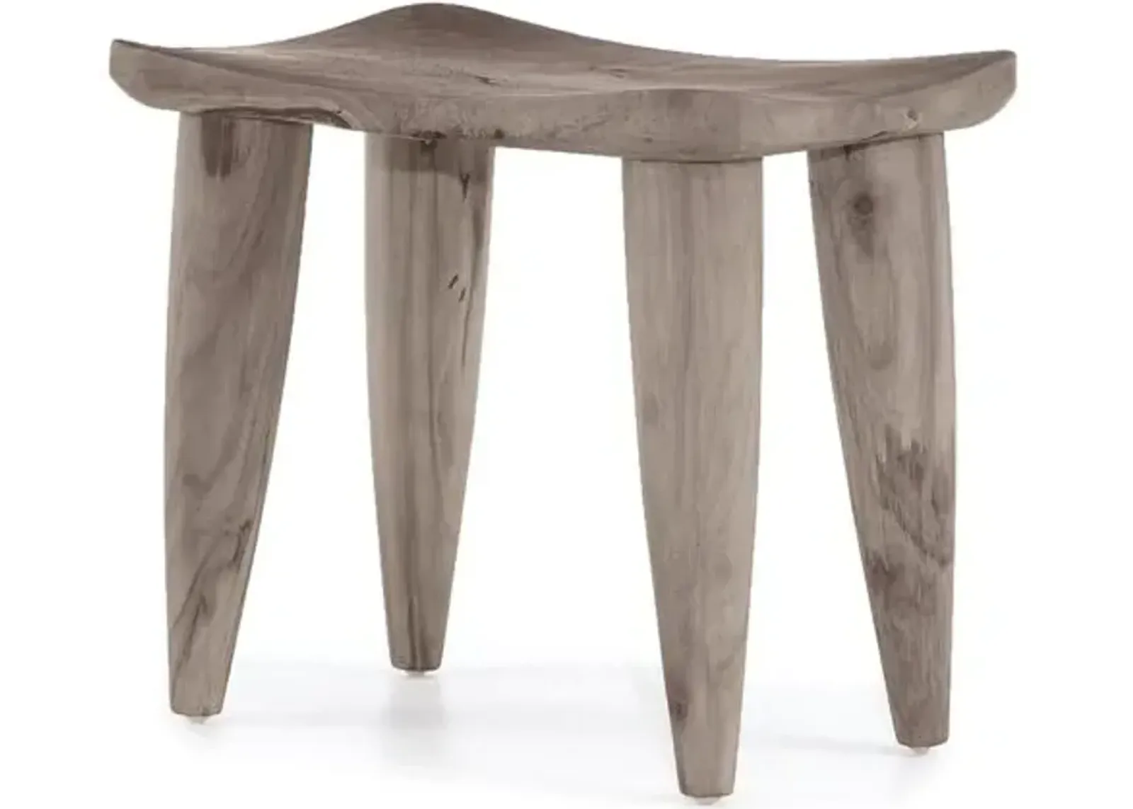 Conor Outdoor Stool - Weathered Grey Teak - Gray