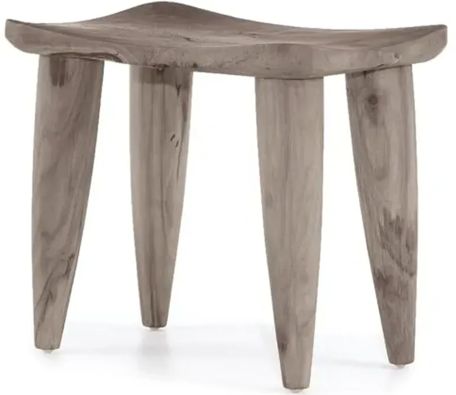 Conor Outdoor Stool - Weathered Grey Teak - Gray